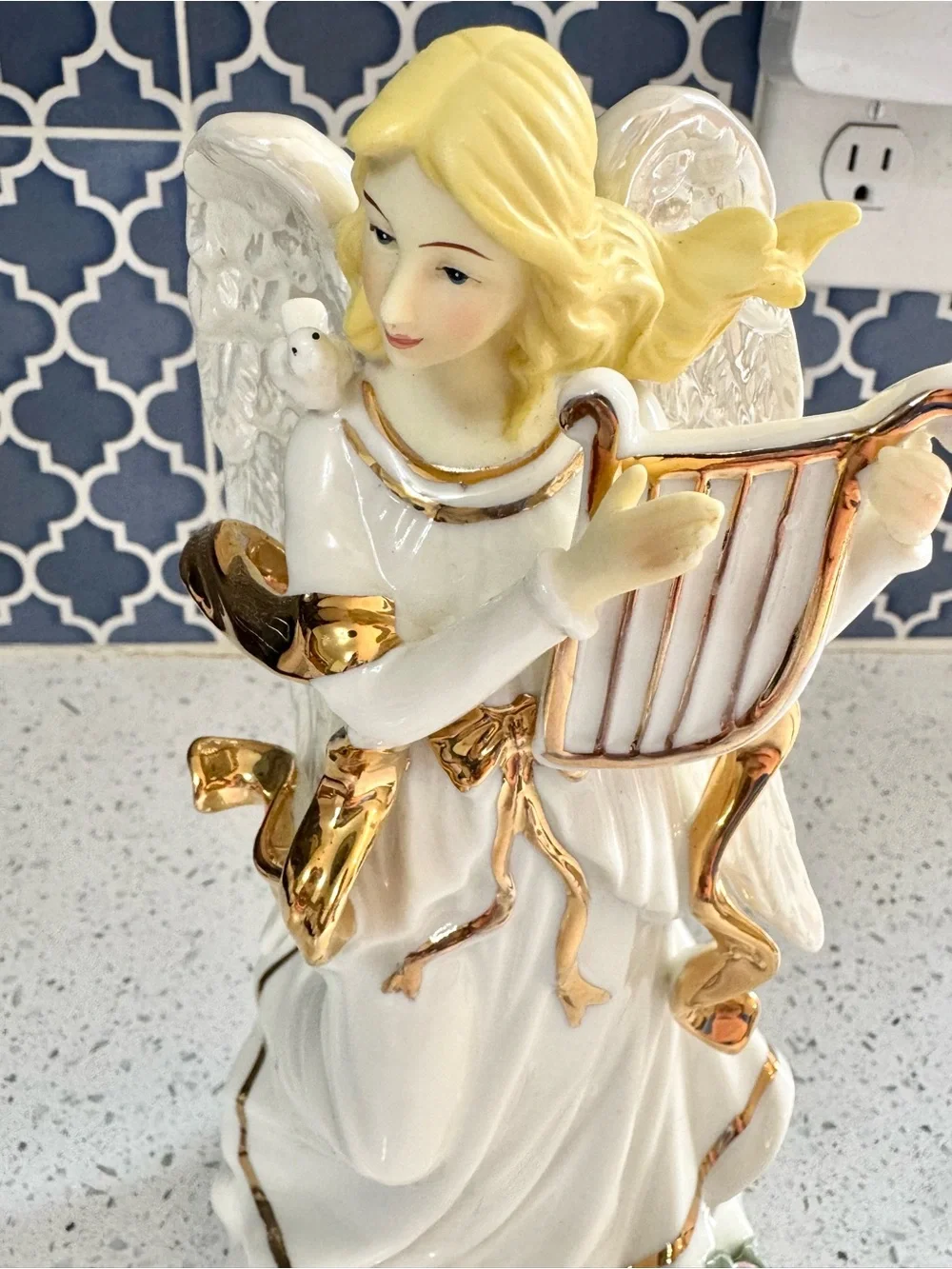 Sankyo Angel Harp Music Box Figurine Fur Elise Working Collectible